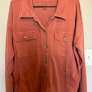 Thread & Supply Rust Orange Button-Down Utility Shirt Jacket